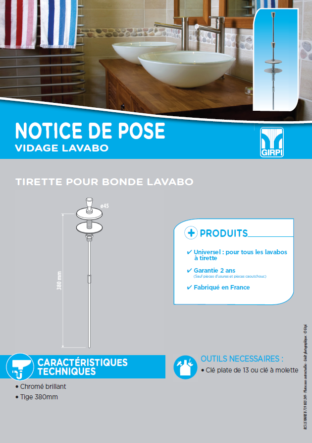 Notice de pose bonde a tirette lavabo site 2017